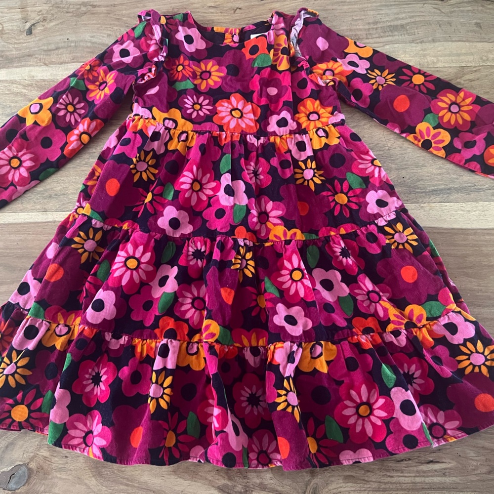 Gymboree Colorful Floral Corduroy swing dress size 7